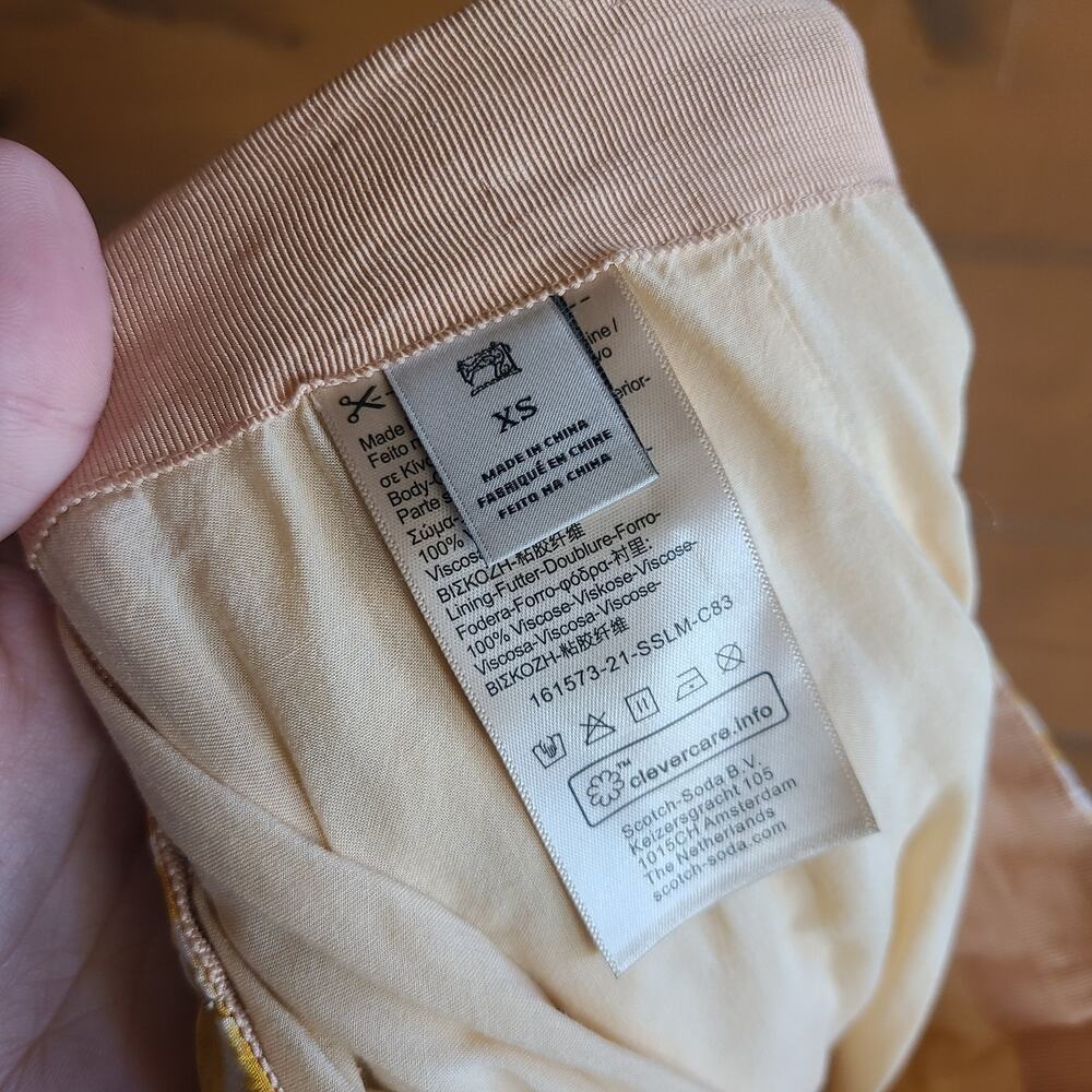 Scotch & Soda Pant Marigold Dyed Wash Floral Wide Leg Flowy XS Yellow Boho - Picture 4 of 7